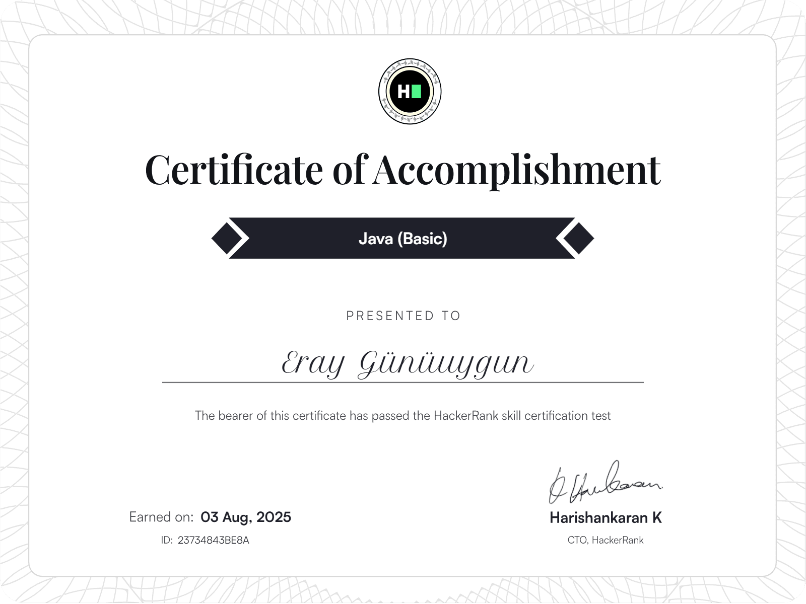 Java (Basic) Certificate